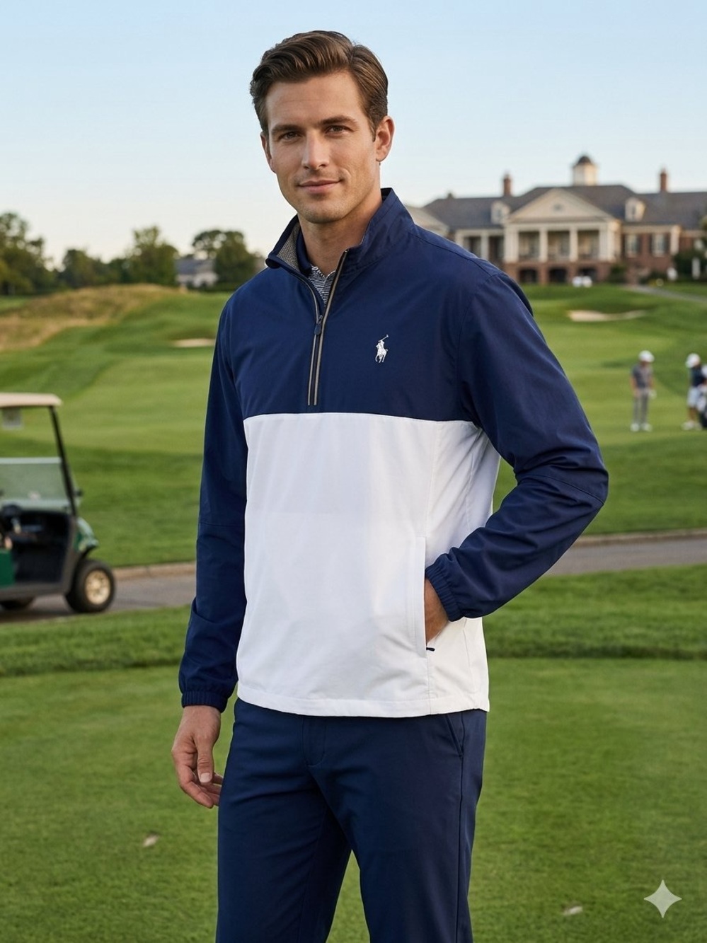 Polo Golf Ralph Lauren Navy/White Quarter-Zip Windbreaker NWT Size XL